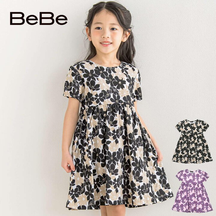 楽天市場】【半額】BeBe（べべ）強撚 スムース レトロ 花柄 ワンピース 