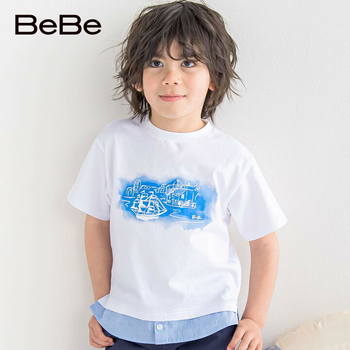 楽天市場】【半額】BeBe（べべ）「マリンプリントレイヤード風半袖天竺 