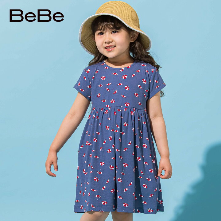 楽天市場】BeBe（べべ）「【お揃い】パラソルプリント強撚スムース半袖 