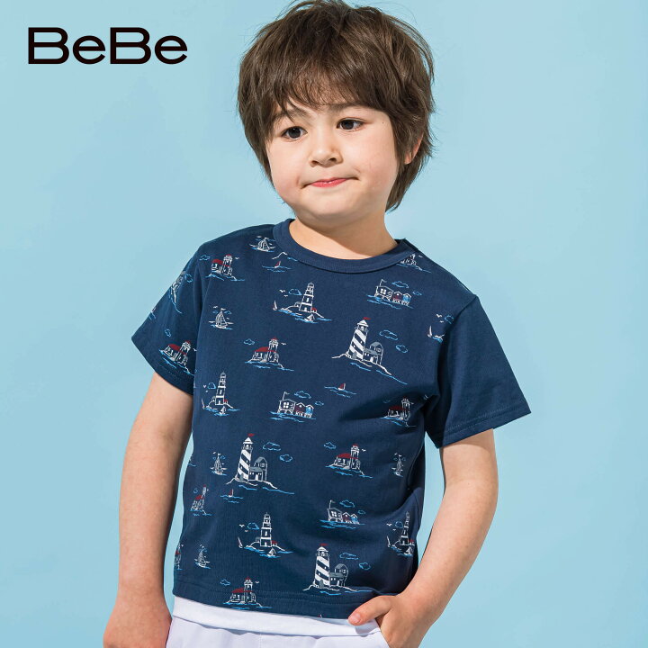 楽天市場】【30％OFF】BeBe（べべ）「灯台マリンプリント天竺半袖T 