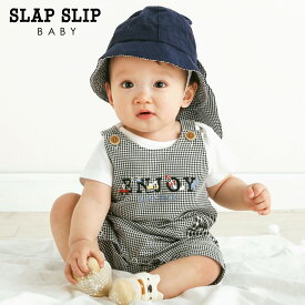 【10%OFFタイムセール】SLAP SLIP BABY（スラップスリップベビー）「【お揃い】ギンガムチェックドット柄サロペット+ボディミニセットアップベビー(70~80cm)」子供服 子ども服 男の子 女の子