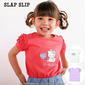 SLAP SLIP（スラップスリップ）「【ハローキティ×SLAPSLIP】フリルパフスリーブキャラクタープリントTシャツ(80~130cm)」子供服 子ども服 女の子 80 90 100 110 120 130 ハローキティ トップス 子ども服 ブランド