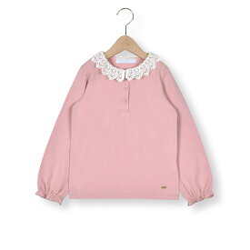 Tartine et Chocolat（タルティーヌエショコラ）「コットンレース襟付きソフトベア天竺Tシャツ(90~140cm)」子供服 子ども服 男の子 女の子 90 100 110 120 130 140 トップス Tシャツ 長袖 ロンT キッズ ギフト ブランド