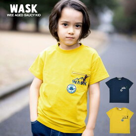 【10％OFFタイムセール】WASK（ワスク）「【速乾】キャンプワッペンアウトドア天竺Tシャツ(100~160cm)」子供服 子ども服 男の子 女の子 100 110 120 130 140 150 160 トップス Tシャツ 半袖 キッズ ギフト ブランド