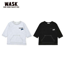 【10％OFFタイムセール】WASK（ワスク）「【抗菌防臭】配色ステッチ7分袖天竺Tシャツ(100~160cm)」子供服 子ども服 男の子 女の子