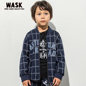 【10％OFFタイムセール】WASK（ワスク）「【お揃い】ロゴファスナーダブルジャガードニットジャケット(100~160cm)」子供服 子ども服 男の子 女の子