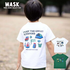 WASK（ワスク）「【抗菌防臭】キャンプギアプリント天竺Tシャツ(100~160cm)」子供服 子ども服 男の子 女の子 100 110 120 130 140 150 160 トップス Tシャツ 半袖 キッズ ギフト ブランド