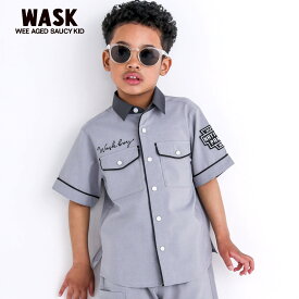 WASK（ワスク）「【接触冷感】ファンマートロストレッチパイピングバイカラーシャツ(100~160cm)」子供服 子ども服 男の子 女の子 100 110 120 130 140 150 160 トップス シャツ ブラウス キッズ ギフト ブランド