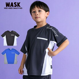 WASK（ワスク）「【速乾/接触冷感】【お揃い】配色ポケットロゴラグランメッシュTシャツ(100~160cm)」子供服 子ども服 男の子 女の子 100 110 120 130 140 150 160 トップス Tシャツ 半袖 キッズ ギフト ブランド