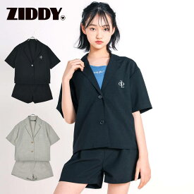 ZIDDY（ジディー）「リネンライク半袖ジャケット&ショートパンツセット(130~160cm)」子供服 子ども服 男の子 女の子 130 140 150 F(160) セットアップ セット キッズ ギフト ブランド