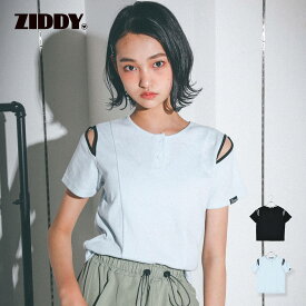 【10%OFFタイムセール】ZIDDY（ジディー）「肩スリット短丈ヘンリーネックTシャツ(130~160cm)」子供服 子ども服 男の子 女の子