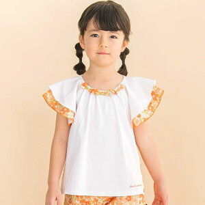 【半額】Noeil aime BeBe 【お揃い】水彩花柄フレアTシャツ(80~130cm) 子供服 子ども服 女の子 キッズ ギフト ブランド プレゼント80cm 90cm 100cm 110cm 120cm 130cm 夏服 夏物 半袖 ノースリーブ 旅行 上品