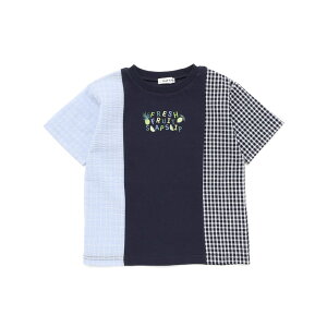 【半額】SLAP SLIP 【お揃い】ストライプ チェック サイド切り替え Tシャツ (80~130cm) 子供服 男の子 キッズ ギフト ブランド プレゼント 80cm 90cm 100cm 110cm 120cm 130cm 機能性 涼しい キャンプ キッズ