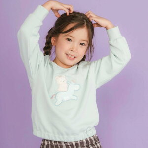 SLAP SLIP ネコクマイヌアニマルオーガンジーパッチモチーフトレーナー(80~130cm) 子供服 子ども服 女の子 キッズ ギフト ブランド プレゼント キッズ服 スウェット 秋服 冬服 秋物 通園 通学 保