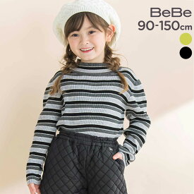 【最大20%クーポン対象】BeBe マルチボーダーリブハイネックニット(90~150cm) 子供服 男の子 キッズ ギフト ブランド プレゼントハイネック 重ね着 リブ 柄物 ボーダー 秋服 冬服 通園 通学 保育園 幼稚園 小学生 お出かけ 90cm 100cm 110cm 120cm 130cm 140cm 150cm