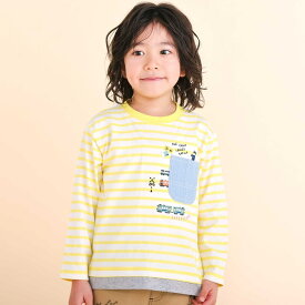 20％OFFクーポン配布中・【20%OFF】SLAP SLIP レイヤード風デニムポケット天竺長袖Tシャツ(80~130cm) 子供服 男の子 キッズ ギフト ブランド プレゼントロンT 長袖 通園 通学 保育園 キッズ服 幼稚園 小学生 お出かけ 80cm 90cm 100cm 110cm 120cm 130cm