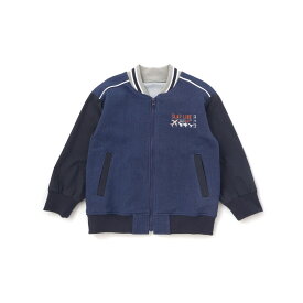 20％OFFクーポン配布中・【半額】SLAP SLIP 恐竜ロゴ刺しゅうデニム風ニットスタジャン(90~130cm) 子供服 男の子 キッズ ギフト ブランド プレゼント ライトアウター ブルゾン 羽織り アウター 通園 通学 キッズ服 幼稚園 小学生 お出かけ 90cm 100cm 110cm 120cm 130cm