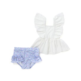 20％OFFクーポン配布中・【20％OFF】SLAP SLIP 肩フリルタンクトップ+花柄ビキニ(90~130cm) キッズ 水着 セパレート 女の子 slap slip 子供服 ビキニ スイムウェア 2点セット 上下セット 90cm 100cm 110cm 120cm 130cm 保育園 通園 通学 花柄 フリル 水遊び プール 水泳