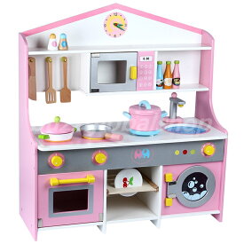知育玩具 おままごと キッチン 木製 付属品付き おままごとセット ままごとキッチン 洗濯機 おもちゃ キッチン 台所