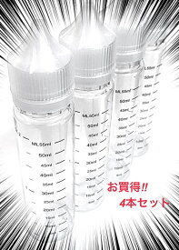 60ml ユニコーンボトル 4本セット 目盛付き 電子タバコ vape クリア ボトル