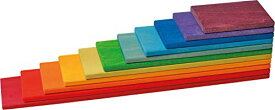 グリムGRIMM'S 玩具 おもちゃ 知育玩具 木製 積み木 見立て遊び ボード 幅37×奥行7×厚み0.8cm(最大パーツ) レインボー ビルディングボード