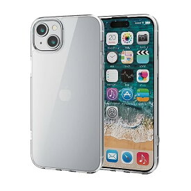 エレコム iPhone15 Plus ケース 耐衝撃 衝撃吸収 ハイブリッド素材 四つ角エアークッション ストラップホール付き クリア PM-A23BHVCKCR