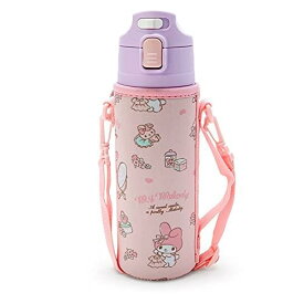 サンリオ 子供用 水筒 470ml 直飲み ワンタッチ ステンレス ボトル マイメロディ my melody 保冷専用 ショルダーヒモが付いたポーチ付き 名前スペース付き 女の子 キャラクター 212504 SANRIO