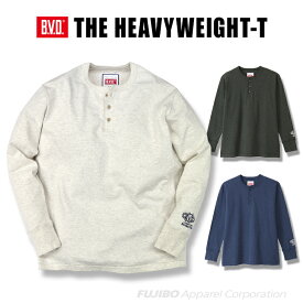 ヘビーウエイト 綿100％ 杢 ヘンリーネック ロングスリーブTシャツ by BVD 日本製（M/L/XL）ヴィンテージ感 gr582