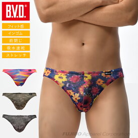 【最大200円OFFクーポン】【WEB限定】BVD インゴム ビキニ ブリーフ フラワー レインボー カモ 花柄 虹 男性 下着 吸水速乾 メンズインナー パンツ アンダーウェア セクシー