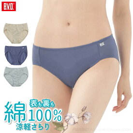 【最大200円OFFクーポン】BVD レディース 綿100% 涼軽 さらり スタンダードショーツ 吸水速乾 カノコ 鹿の子 天然素材 ムレ対策 女性 下着 パンツ アンダーウェア (M/L) BLRC12