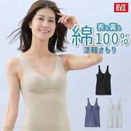 【期間限定20％OFF】BVD レディース 綿100% 涼軽 さらり カップ付きタンクトップ 吸水速乾 カノコ 鹿の子…