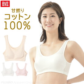 【777円OFFクーポン】【期間限定20％OFFセール】コットン100％ ハーフトップ (M/L/LL) 甘撚綿 綿100％ ブラ WEB限定 ノンワイヤー B.V.D. 下着 肌着 レディース リラックス BVD BAKE00