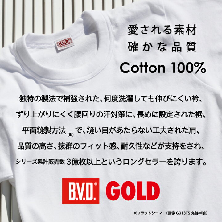 楽天市場 300円offクーポン配布 2枚組セット B V D Gold 丸首半袖シャツ S M L Bvd 綿100 インナーシャツ メンズ下着 肌着 無地 白シャツ G013 2p コットン B V D メーカー直営ショップ