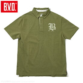 ヘビーウエイト 綿100％ ラガーシャツ 半袖 by BVD（M/L/XL）メンズ 男性 ヘビーT アウター
