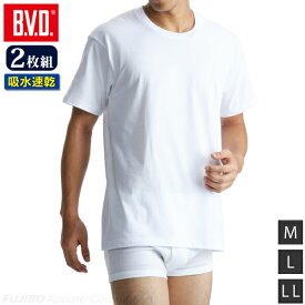 【送料無料】期間限定20%OFFセール＋2枚組＋吸水速乾B.V.D. BASIC STYLE クルーネック半袖Tシャツ 無地 白シャツ メンズ インナーシャツ 下着 肌着 nb203