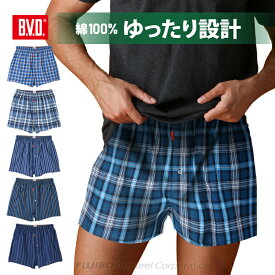 【10%OFFクーポン】BVD 先染トランクス チェック ストライプ 前開き メンズインナー アンダーウェア 男性 下着 （M/L/LL） gr275