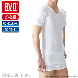 【最大150円OFFクーポン】【期間限定20％OFFセール】2枚組 B.V.D. カノコメッシュ V首半袖Tシャツ 吸水速乾 クールビズ Vネック メンズインナー 男性 下着 ビジネス アンダーウェア