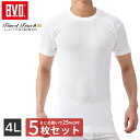 【500円クーポン配布】【5枚セットで送料無料25％OFF！】BVD Finest Touch EX 丸首半袖Tシャツ(4L) 綿100％ シャツ メンズ インナー 下着 肌着 抗菌 防臭 大きいサイズ fe313-5p-4l コットン