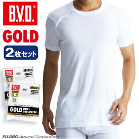 【最大200円OFFクーポン】【期間限定20％OFFセール】2枚組セット！B.V.D. GOLD 丸首半袖シャツ S,M,L BVD 綿100％ インナーシャツ メンズ下着 肌着 無地 白シャツ g013-2p コットン