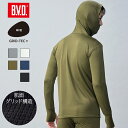 【10％OFFクーポン】BVD 瞬暖GRID-TEC＋ 裏起毛 フーディー サムホール 長袖シャツ あったかインナー アウトドア メンズ ロングT 防寒 保温 放湿性 ストレッチ 抗菌防臭 下着 キャンプ グリッドテックプラス