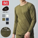 BVD 瞬暖GRID-TEC＋ 裏起毛 クルーネック 長袖Tシャツ あったかインナー アウトドア メンズ ロングT 防寒 保温 放湿性 ストレッチ 抗菌防臭 下着 キャンプ グリッドテックプラス