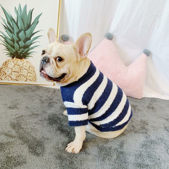 フレンチブルドッグ 犬 Km101ts あたたかい おしゃれ もこもこ カジュアル コーデ セーター ドッグウェア ニット ペット服 ボーダー ルームウェア 中型犬 冬 大型犬 小型犬 服 洋服 秋 部屋着 22 新作 服