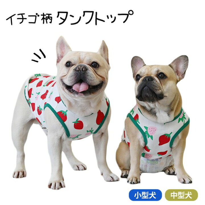 楽天市場】イチゴ柄 犬服 タンクトップ 春 かわいい フレブル パグ 