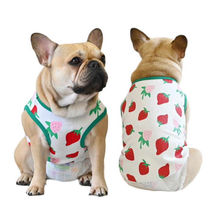 楽天市場】イチゴ柄 犬服 タンクトップ 春 かわいい フレブル パグ 