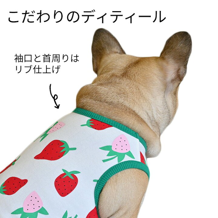 楽天市場】イチゴ柄 犬服 タンクトップ 春 かわいい フレブル パグ 