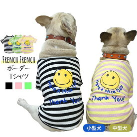 【当社オリジナル】犬 ペットTシャツ 夏 春 デイリーTシャツ ボーダーTシャツ スフレブル フレンチブルドッグ カラフル 犬服 ペットウェア 小型犬 中型犬 薄手 グリーン ピンク ブラック 伸縮性 ［FrenchFrench フレンチフレンチ］ KM471TS