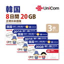 不課税【物理SIM！ネコポスゆうパケット発送】韓国 20GB 3枚お得セット！ChinaUnicom 韓国 短期渡航者向けデータ通信+音声通話SIMカード（20GB8日）※開通期限2026/06/30　韓国SIM 中国聯通　プリペイド