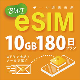 【eSIM版！荷物のお届けなし！メールにて送信】日本 国内専用 eSIM 10GB/180日 プリペイド e-SIM データ通信専用 docomo MVNO 回線 4G/LTE対応 長期利用 日本esim 【eSIM対応機種専用】