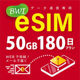 【eSIM版！荷物のお届けなし！メールにて送信】日本 国内専用 eSIM 50GB/180日 プリペイド e-SIM データ通信専用 docomo MVNO 回線 4G/LTE対応 長期利用 日本esim 【eSIM対応機種専用】