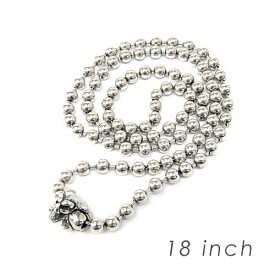 ビルウォールレザー bwl BWL 正規取扱販売店 メンズ ジュエリー シルバーアクセ アメリカ製 マリブ BWL BALL CHAIN 4mm w/SKULL＆CB 18INCH 　シルバーアクセサリーボールチェーン w/スカル＆クロスボーン(45cm） ギフト プレゼント